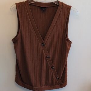 Brown Sleeveless Wrap Top